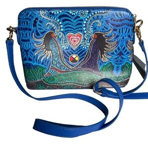 Breath of Life Bag Art Crossbody Shoulder by Leah Dorion Metis Artist Blue
